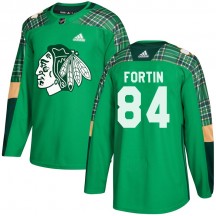 Youth Adidas Chicago Blackhawks Alexandre Fortin Green St. Patrick's Day Practice Jersey - Authentic