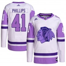 Youth Adidas Chicago Blackhawks Isaak Phillips White/Purple Hockey Fights Cancer Primegreen Jersey - Authentic