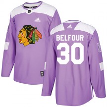 Youth Adidas Chicago Blackhawks ED Belfour Purple Fights Cancer Practice Jersey - Authentic