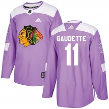 Youth Adidas Chicago Blackhawks Adam Gaudette Purple Fights Cancer Practice Jersey - Authentic