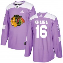 Youth Adidas Chicago Blackhawks Jujhar Khaira Purple Fights Cancer Practice Jersey - Authentic