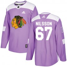 Youth Adidas Chicago Blackhawks Jacob Nilsson Purple Fights Cancer Practice Jersey - Authentic