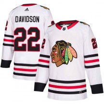 Youth Adidas Chicago Blackhawks Brandon Davidson White Away Jersey - Authentic