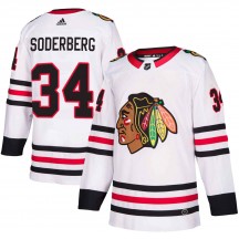 Youth Adidas Chicago Blackhawks Carl Soderberg White Away Jersey - Authentic