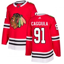 Men's Adidas Chicago Blackhawks Drake Caggiula Red Home Jersey - Authentic