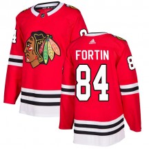 Men's Adidas Chicago Blackhawks Alexandre Fortin Red Home Jersey - Authentic