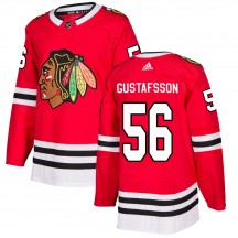 Men's Adidas Chicago Blackhawks Erik Gustafsson Red Home Jersey - Authentic