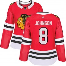 Women's Adidas Chicago Blackhawks Jack Johnson Red Home Jersey - Authentic