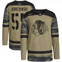Youth Adidas Chicago Blackhawks Kevin Korchinski Camo Military Appreciation Practice Jersey - Authentic