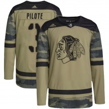 Youth Adidas Chicago Blackhawks Pierre Pilote Camo Military Appreciation Practice Jersey - Authentic