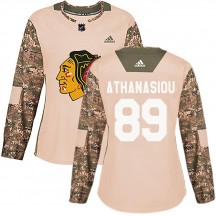 Women's Chicago Blackhawks Andreas Athanasiou Camo adidas Veterans Day Practice Jersey - Authentic