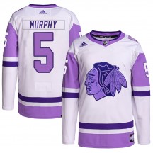 Men's Adidas Chicago Blackhawks Connor Murphy White/Purple Hockey Fights Cancer Primegreen Jersey - Authentic