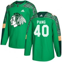 Men's Adidas Chicago Blackhawks Darren Pang Green St. Patrick's Day Practice Jersey - Authentic