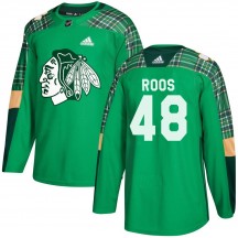 Men's Adidas Chicago Blackhawks Filip Roos Green St. Patrick's Day Practice Jersey - Authentic