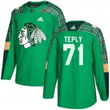 Men's Adidas Chicago Blackhawks Michal Teply Green St. Patrick's Day Practice Jersey - Authentic