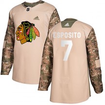 Youth Adidas Chicago Blackhawks Phil Esposito Camo Veterans Day Practice Jersey - Authentic