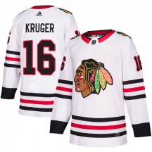 Men's Adidas Chicago Blackhawks Marcus Kruger White Away Jersey - Authentic