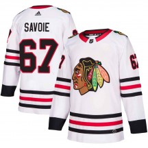 Men's Adidas Chicago Blackhawks Samuel Savoie White Away Jersey - Authentic