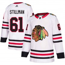 Men's Adidas Chicago Blackhawks Riley Stillman White Away Jersey - Authentic