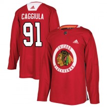 Youth Adidas Chicago Blackhawks Drake Caggiula Red Home Practice Jersey - Authentic