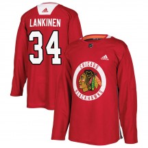 Youth Adidas Chicago Blackhawks Kevin Lankinen Red ized Home Practice Jersey - Authentic