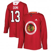 Men's Adidas Chicago Blackhawks Max Domi Red Home Practice Jersey - Authentic