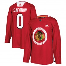Men's Adidas Chicago Blackhawks Ilya Safonov Red Home Practice Jersey - Authentic