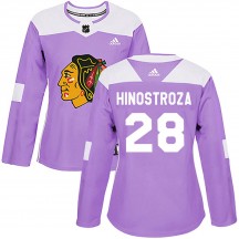 Women's Adidas Chicago Blackhawks Vinnie Hinostroza Purple Fights Cancer Practice Jersey - Authentic