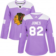 Women's Adidas Chicago Blackhawks Caleb Jones Purple Fights Cancer Practice Jersey - Authentic