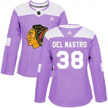 Women's Adidas Chicago Blackhawks Ethan Del Mastro Purple Fights Cancer Practice Jersey - Authentic