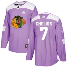 Men's Adidas Chicago Blackhawks Chris Chelios Purple Fights Cancer Practice Jersey - Authentic