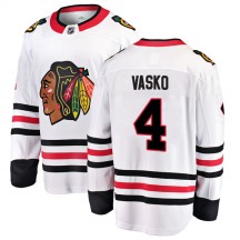 Youth Fanatics Branded Chicago Blackhawks Elmer Vasko White Away Jersey - Breakaway