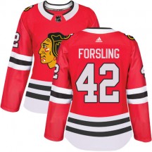 Women's Adidas Chicago Blackhawks Gustav Forsling Red Home Jersey - Authentic