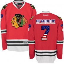 Men's Reebok Chicago Blackhawks Brent Seabrook Red USA Flag Fashion Jersey - Authentic