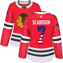 Women's Adidas Chicago Blackhawks Brent Seabrook Red USA Flag Fashion Jersey - Authentic