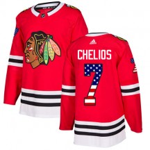 Men's Adidas Chicago Blackhawks Chris Chelios Red USA Flag Fashion Jersey - Authentic