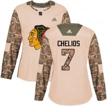 Women's Adidas Chicago Blackhawks Chris Chelios Camo Veterans Day Practice Jersey - Authentic