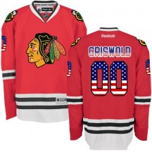 Men's Reebok Chicago Blackhawks Clark Griswold Red USA Flag Fashion Jersey - Authentic