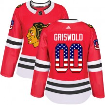 Women's Adidas Chicago Blackhawks Clark Griswold Red USA Flag Fashion Jersey - Authentic
