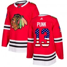 Men's Adidas Chicago Blackhawks CM Punk Red USA Flag Fashion Jersey - Authentic
