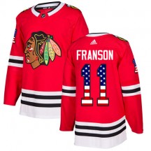 Men's Adidas Chicago Blackhawks Cody Franson Red USA Flag Fashion Jersey - Authentic
