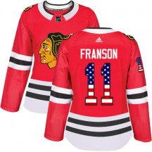 Women's Adidas Chicago Blackhawks Cody Franson Red USA Flag Fashion Jersey - Authentic