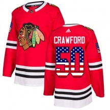 Youth Adidas Chicago Blackhawks Corey Crawford Red USA Flag Fashion Jersey - Authentic