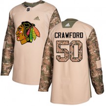 Youth Adidas Chicago Blackhawks Corey Crawford Camo Veterans Day Practice Jersey - Authentic