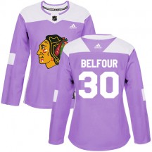 Women's Adidas Chicago Blackhawks ED Belfour Purple Fights Cancer Practice Jersey - Authentic