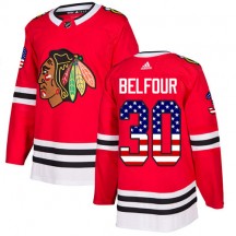 Men's Adidas Chicago Blackhawks ED Belfour Red USA Flag Fashion Jersey - Authentic