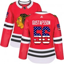 Women's Adidas Chicago Blackhawks Erik Gustafsson Red USA Flag Fashion Jersey - Authentic