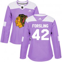 Women's Adidas Chicago Blackhawks Gustav Forsling Purple Fights Cancer Practice Jersey - Authentic