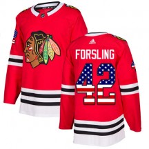 Men's Adidas Chicago Blackhawks Gustav Forsling Red USA Flag Fashion Jersey - Authentic