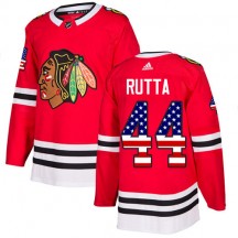Men's Adidas Chicago Blackhawks Jan Rutta Red USA Flag Fashion Jersey - Authentic